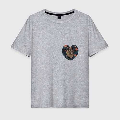 Мужская футболка оверсайз Сердце самуая / Меланж – фото 1