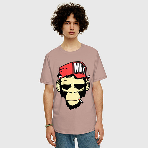Мужская футболка оверсайз Monkey Swag / Пыльно-розовый – фото 3