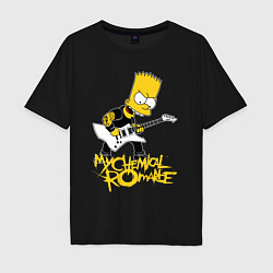 Мужская футболка оверсайз My Chemical Romance Барт Симпсон рокер