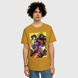 Футболка оверсайз мужская Джотаро Куджо - JoJo Bizarre Adventure, цвет: горчичный — фото 2