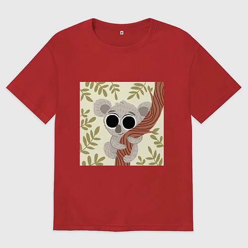Мужская футболка оверсайз Коала милый / Красный – фото 1