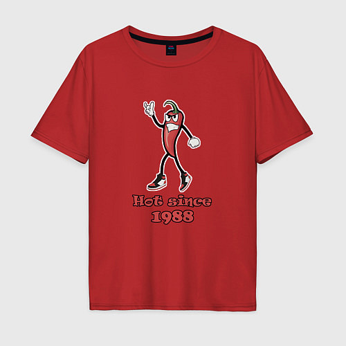 Мужская футболка оверсайз Hot since 1988 / Красный – фото 1