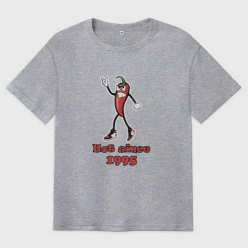 Мужская футболка оверсайз Hot since 1995 / Меланж – фото 1