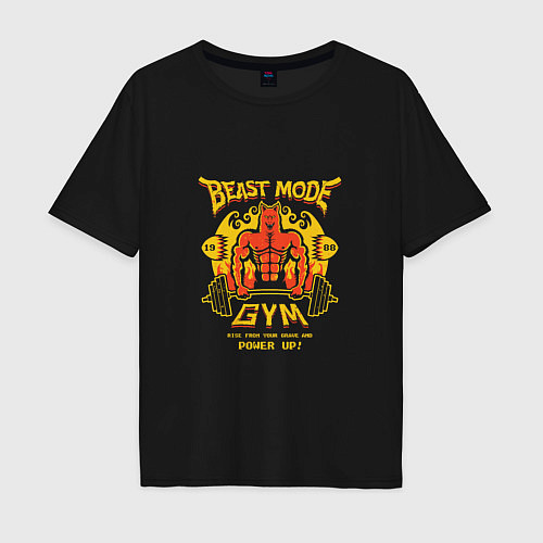 Мужская футболка оверсайз Beast mode gym / Черный – фото 1