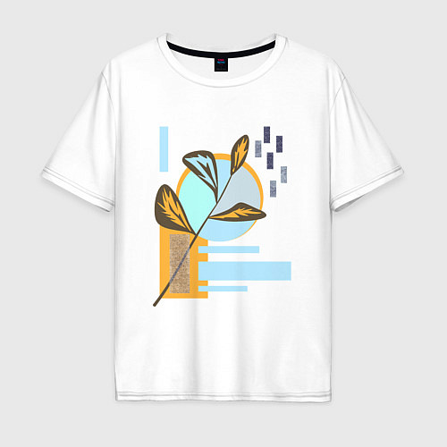 Мужская футболка оверсайз Минималистский абстрактный рисунок / Белый – фото 1