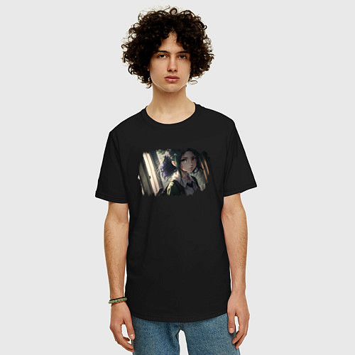 Мужская футболка оверсайз Аниме в реальной жизни: нейросеть / Черный – фото 3