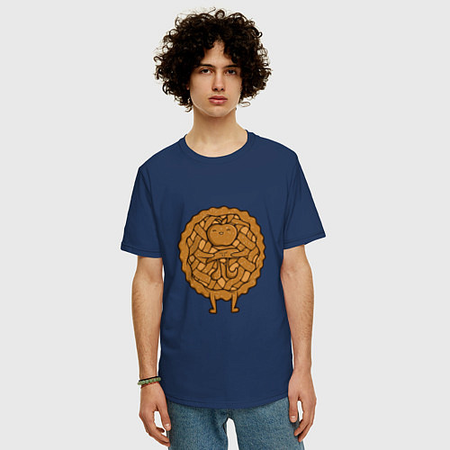 Мужская футболка оверсайз Яблочный пи / Тёмно-синий – фото 3
