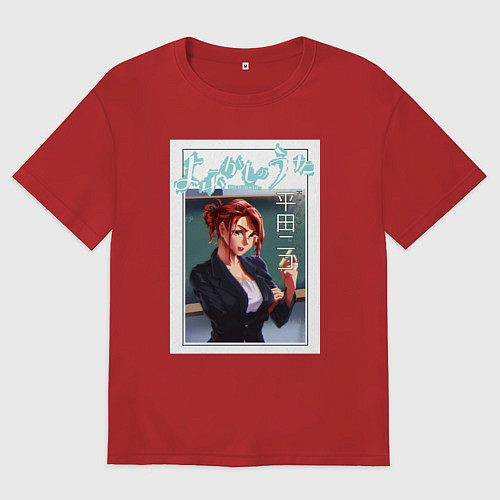 Мужская футболка оверсайз Нико Хирата / Красный – фото 1