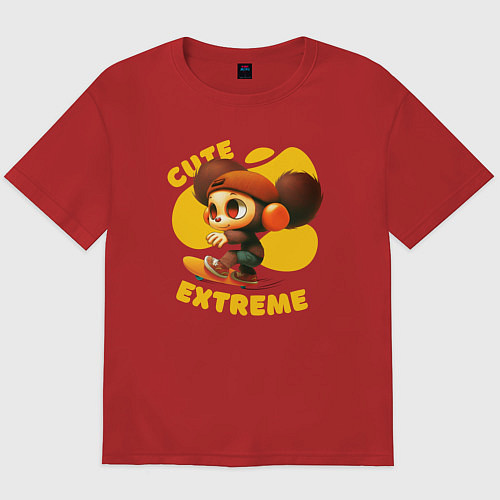 Мужская футболка оверсайз Cute extreme / Красный – фото 1