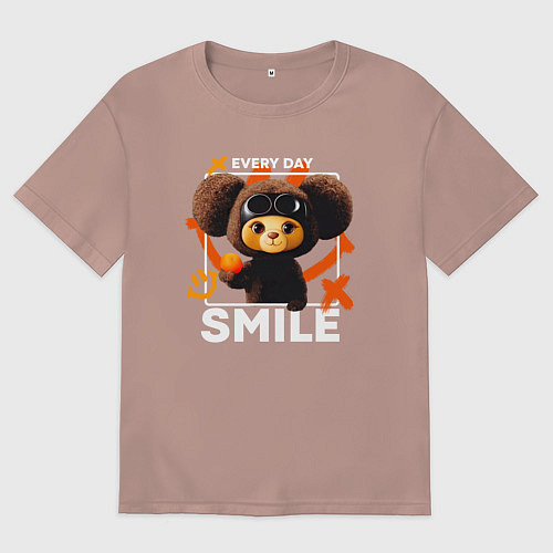 Мужская футболка оверсайз Every day smile / Пыльно-розовый – фото 1