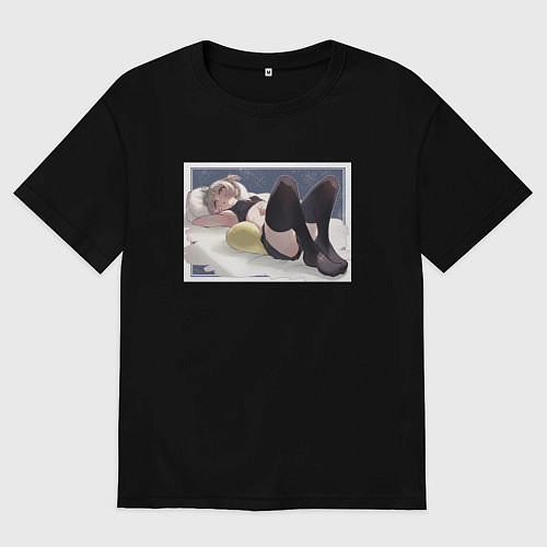 Мужская футболка оверсайз Надзуна в кроватке / Черный – фото 1