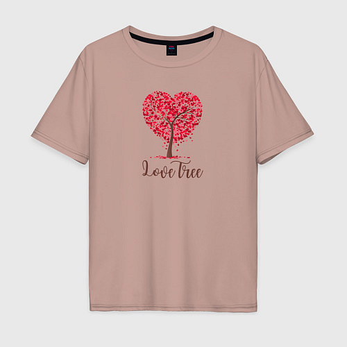 Мужская футболка оверсайз Love tree hard / Пыльно-розовый – фото 1