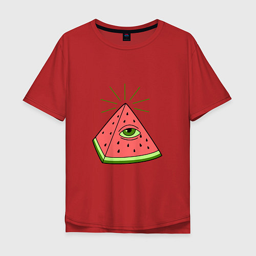 Мужская футболка оверсайз Арбузная пирамидка / Красный – фото 1