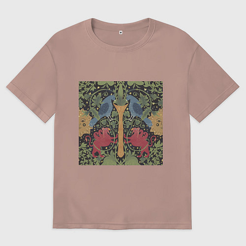 Мужская футболка оверсайз Грифоны и голуби / Пыльно-розовый – фото 1