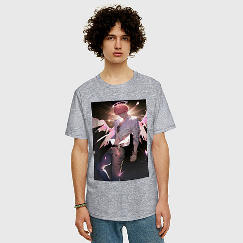 Мужская футболка оверсайз Аnime boy / Меланж – фото 3