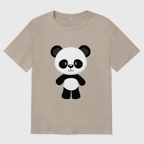 Мужская футболка оверсайз Панда милашка / Миндальный – фото 1