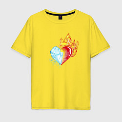 Мужская футболка оверсайз Лёд и пламя Сердце