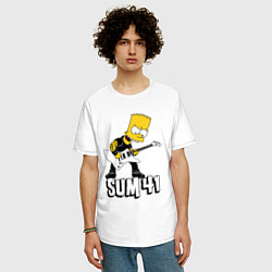 Футболка оверсайз мужская Sum41 Барт Симпсон рокер, цвет: белый — фото 2