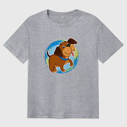 Футболка оверсайз мужская Милый мультяшный щенок, цвет: меланж