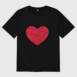 Футболка оверсайз мужская Сердце из мазков краски, цвет: черный