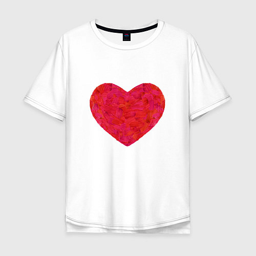 Мужская футболка оверсайз Сердце из мазков краски / Белый – фото 1