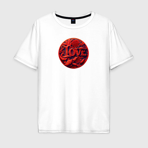 Мужская футболка оверсайз Любовь на День Святого Валентина, узор / Белый – фото 1
