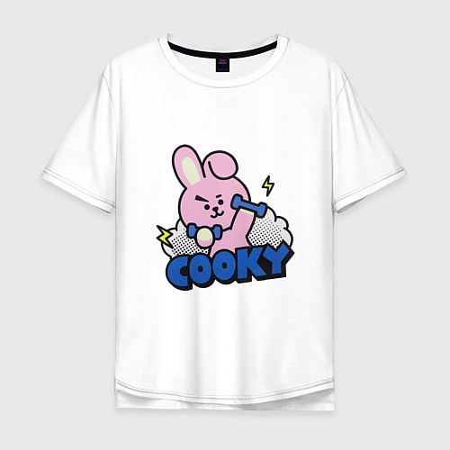 Мужская футболка оверсайз Cooky BT21 Jungkook / Белый – фото 1