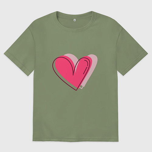 Мужская футболка оверсайз Большое бьющееся сердце / Авокадо – фото 1