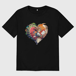 Мужская футболка оверсайз Аниме девушка в сердце в стиле Студии Гибли