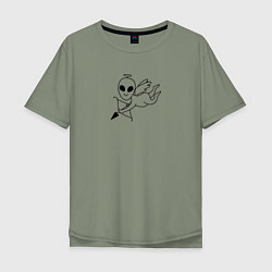 Мужская футболка оверсайз Пришелец купидон с луком и стрелой