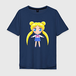 Футболка оверсайз мужская Sailor moon chibi, цвет: тёмно-синий