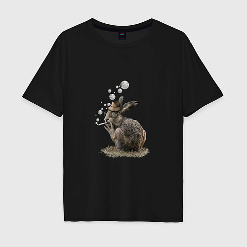 Мужская футболка оверсайз Bubble rabbit / Черный – фото 1