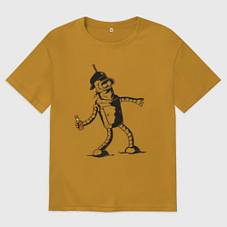 Футболка оверсайз мужская Бендер граффити, цвет: горчичный