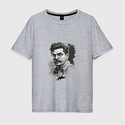 Мужская футболка оверсайз Сталин в черно-белом исполнении