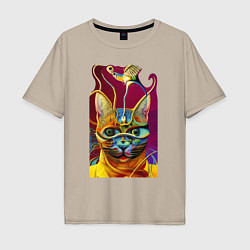 Мужская футболка оверсайз Модерновый кот - нейросеть - art