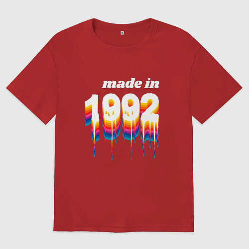 Мужская футболка оверсайз Made in 1992 liquid art / Красный – фото 1