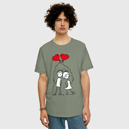 Мужская футболка оверсайз Влюбленные с шариками / Авокадо – фото 3