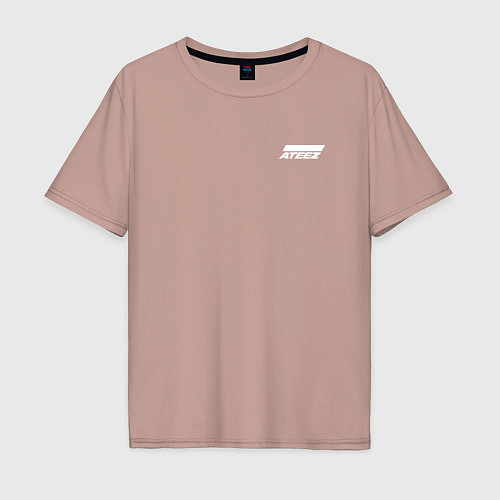 Мужская футболка оверсайз Ateez white logo / Пыльно-розовый – фото 1