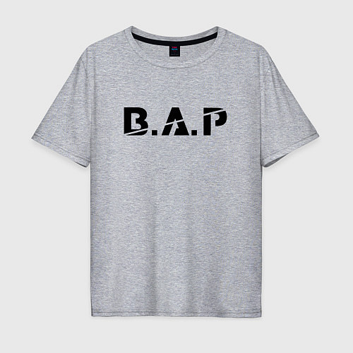 Мужская футболка оверсайз B A P black logo / Меланж – фото 1