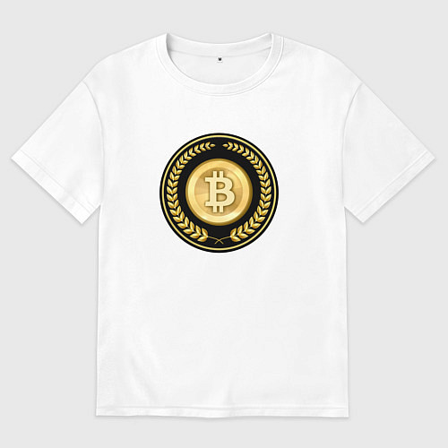 Мужская футболка оверсайз Биткоин в оправе / Белый – фото 1