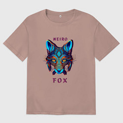Футболка оверсайз мужская Голова лисы - нейронная сеть, цвет: пыльно-розовый