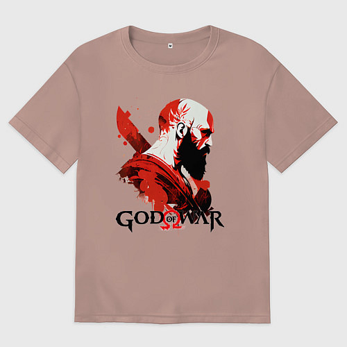 Мужская футболка оверсайз Кратос, арт / Пыльно-розовый – фото 1