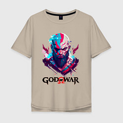 Футболка оверсайз мужская God of War, Kratos, цвет: миндальный