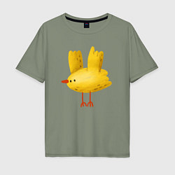 Мужская футболка оверсайз Желтая птичка