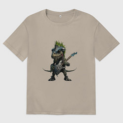 Мужская футболка оверсайз Динозавр-гитарист