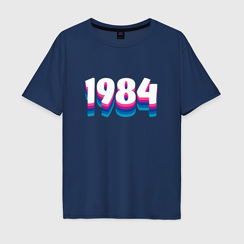 Мужская футболка оверсайз Made in 1984 vintage art / Тёмно-синий – фото 1