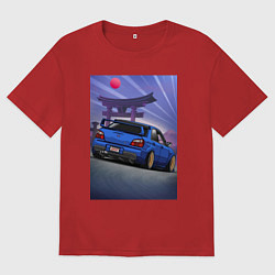 Футболка оверсайз мужская Быстрая машина под аркой, цвет: красный