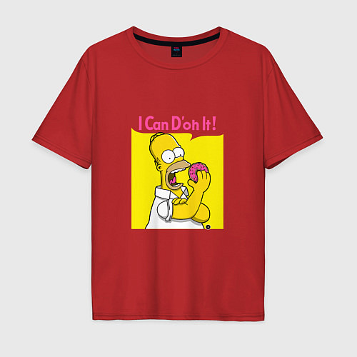 Мужская футболка оверсайз Homer doh it / Красный – фото 1