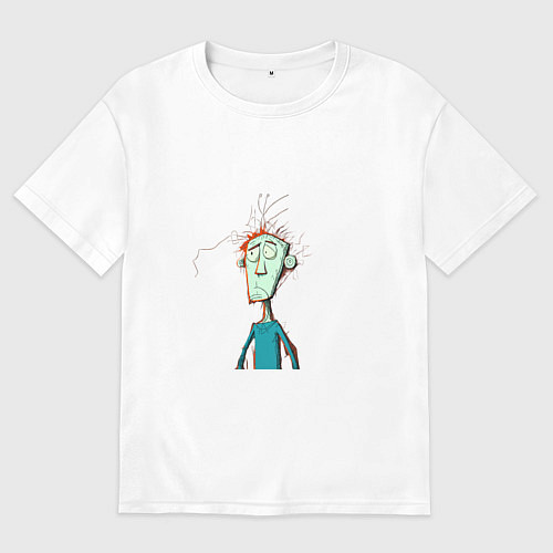 Мужская футболка оверсайз Задумчивый человечек / Белый – фото 1