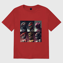 Футболка оверсайз мужская Отряд рейнджеров, цвет: красный